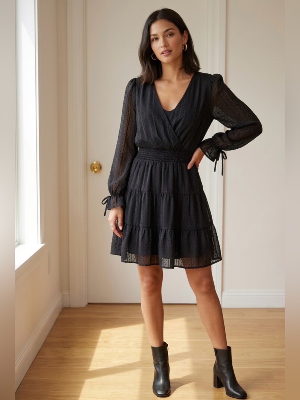 Elegant Black Long-Sleeve Dress